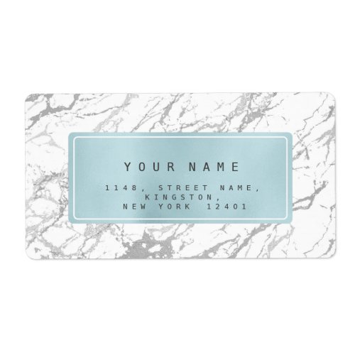 Blue White Gray Marble Return Address Labels