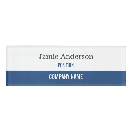 Blue White  Gray Professional Name Tag