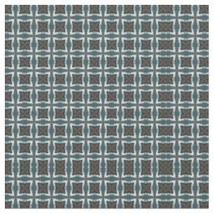 Blue, White, Gray square pattern. Fabric