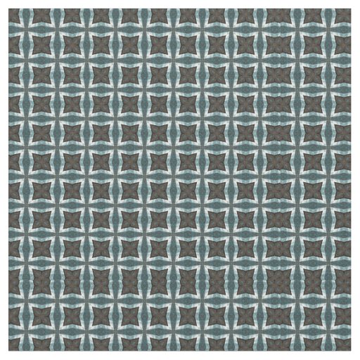 Blue, White, Gray square pattern. Fabric