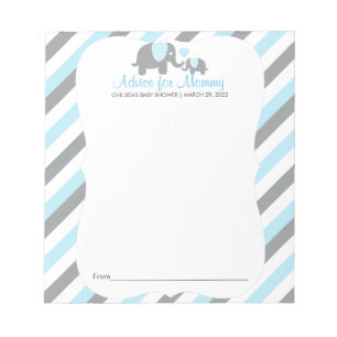 Blue, White Gray Stripe Elephant - Advice Notepad