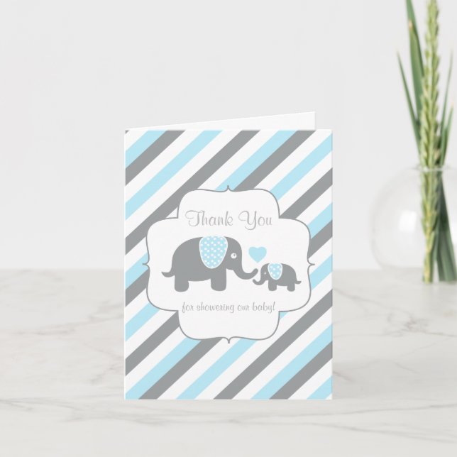 Blue, White Gray Stripe Elephant  Thank You (Front)