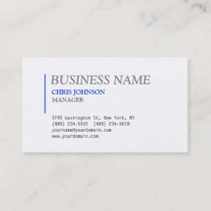 Blue & White Gray Stylish Manager Business Card