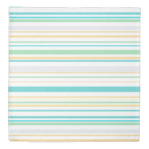 Blue White green Beach coastal stripes Duvet Cover