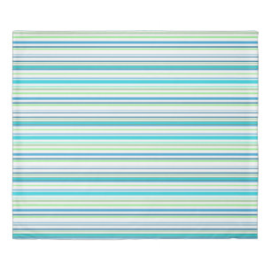 Blue White green Beach coastal stripes Duvet Cover
