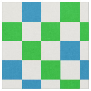 Blue White Green Checkered Design  Fabric