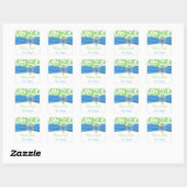 Blue, White, Green Damask Bat Mitzvah Sticker (Sheet)