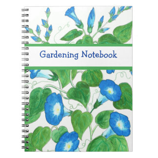 Blue, White, Green Spiral Notebook, Morning Glory Notebook