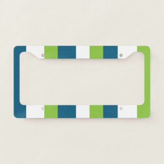 Blue White Green Vertical Stripes 