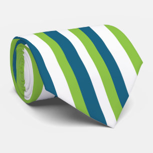 Blue White Green Vertical Stripes  Neck Tie