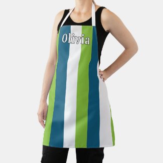Blue White Green Vertical Stripes Personalized