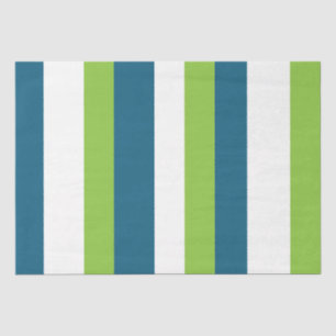 Blue White Green Vertical Stripes Tissue Paper
