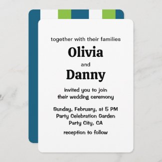 Blue White Green Vertical Stripes Wedding
