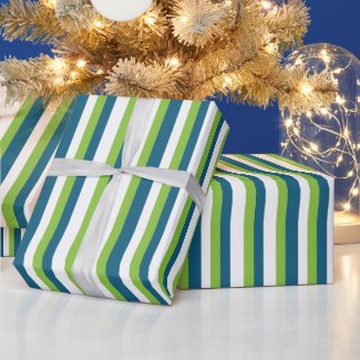 Blue White Green Vertical Stripes 