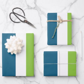Blue White Green Vertical Stripes 
