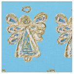 Blue White Guardian Angel Art Fabric Material