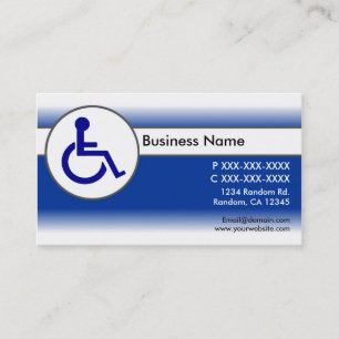 Blue white handicapped symbol business cards