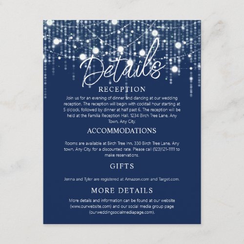 Blue  White Hanging Lights Enclosure Card