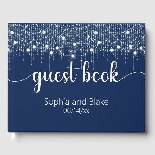 Blue & White Hanging Lights Wedding Guest Book