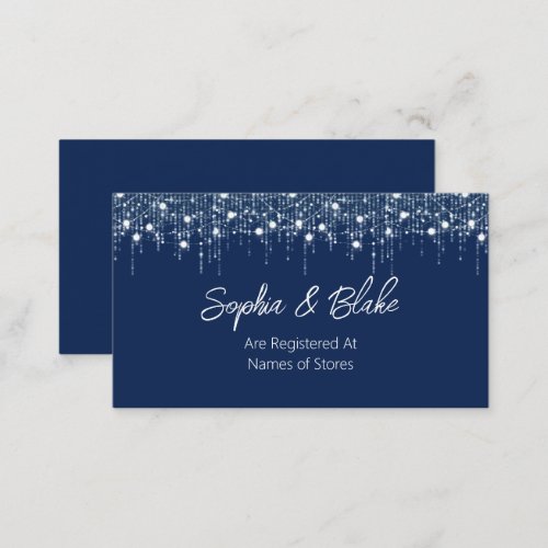 Blue  White Hanging Lights Wedding Registry Enclosure Card
