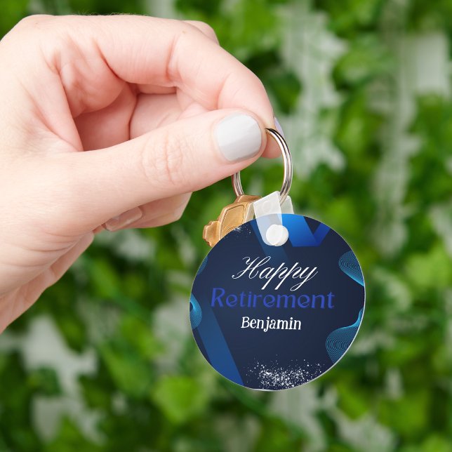  Blue & White Happy Retirement Keychain (Creator Uploaded)