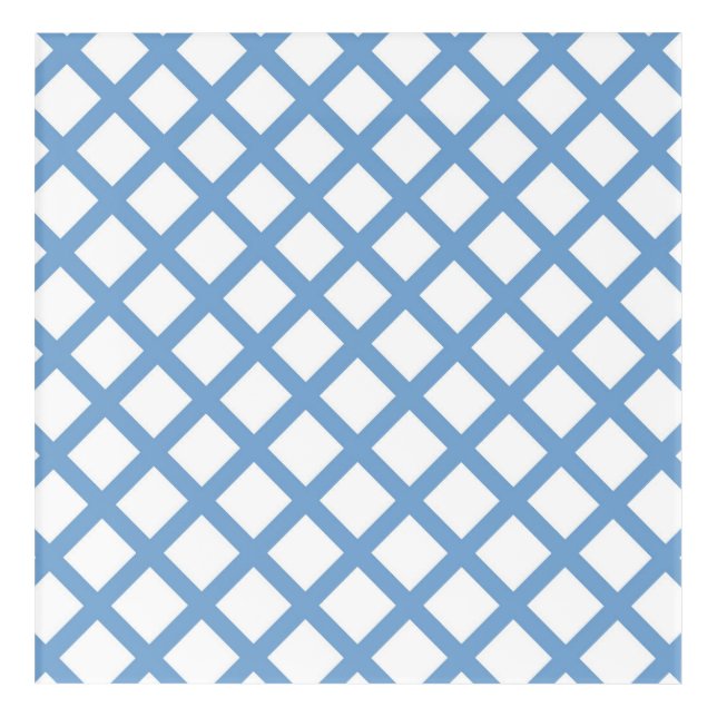 Blue White Harlequin Diamond Stripe Pattern Acrylic Print (Front)