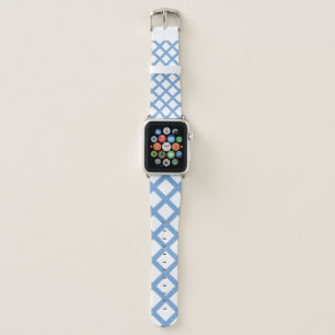 Blue White Harlequin Diamond Stripe Pattern Apple Watch Band