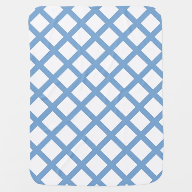 Blue White Harlequin Diamond Stripe Pattern Baby Blanket (Front)