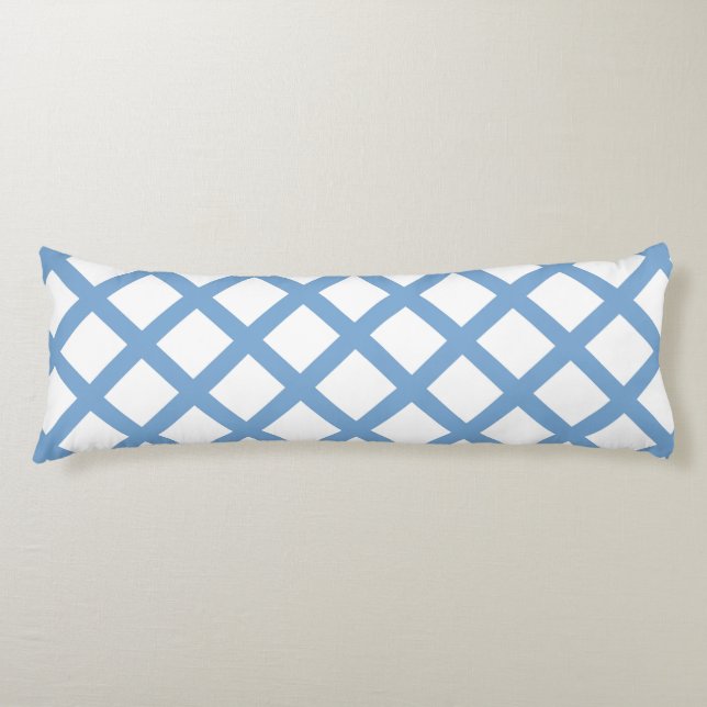 Blue White Harlequin Diamond Stripe Pattern Body Pillow (Front)