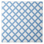Blue White Harlequin Diamond Stripe Pattern Ceramic Tile