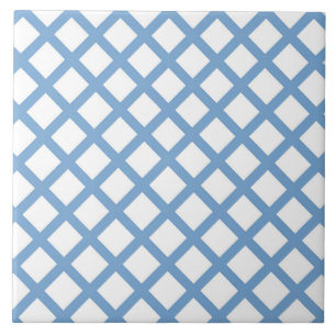 Blue White Harlequin Diamond Stripe Pattern Ceramic Tile
