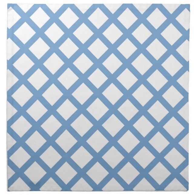 Blue White Harlequin Diamond Stripe Pattern Cloth Napkin (Front)