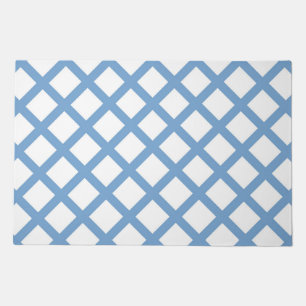 Blue White Harlequin Diamond Stripe Pattern Doormat