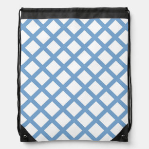 Blue White Harlequin Diamond Stripe Pattern Drawstring Bag