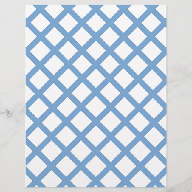 Blue White Harlequin Diamond Stripe Pattern Letterhead (Front)