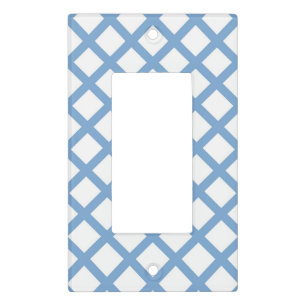Blue White Harlequin Diamond Stripe Pattern Light Switch Cover