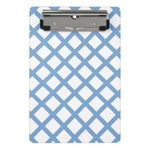Blue White Harlequin Diamond Stripe Pattern Mini Clipboard