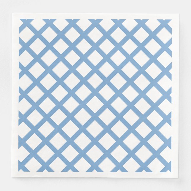 Blue White Harlequin Diamond Stripe Pattern Paper Dinner Napkins (Front)