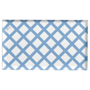 Blue White Harlequin Diamond Stripe Pattern Place Card Holder