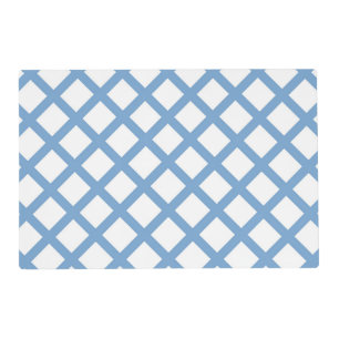 Blue White Harlequin Diamond Stripe Pattern Placemat