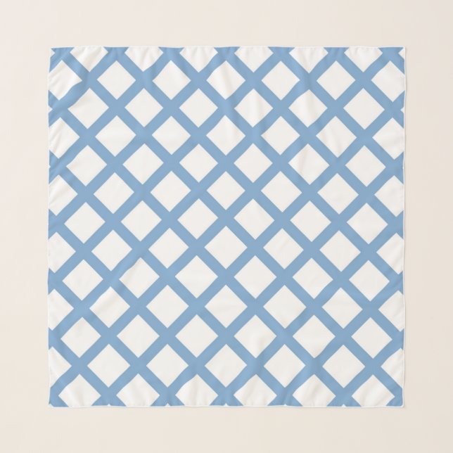 Blue White Harlequin Diamond Stripe Pattern Scarf (Front)