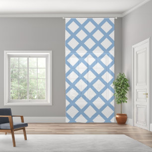 Blue White Harlequin Diamond Stripe Pattern Sheer Curtains