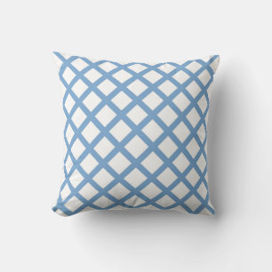 Blue White Harlequin Diamond Stripe Pattern Throw Pillow