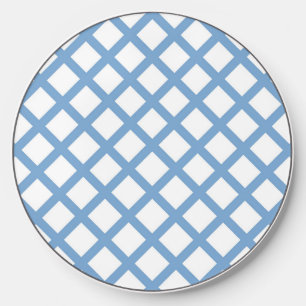 Blue White Harlequin Diamond Stripe Pattern Wireless Charger