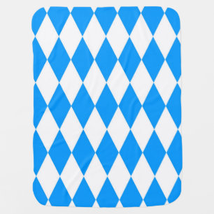 Blue White Harlequin Diamonds Checkers Design Baby Blanket