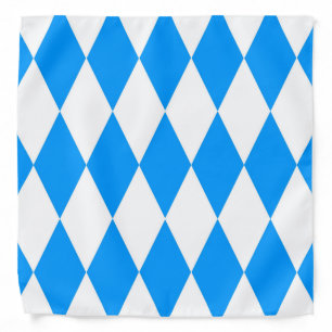 Blue White Harlequin Diamonds Checkers Design  Bandana
