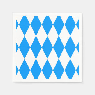 Blue White Harlequin Diamonds Checkers Design  Napkins