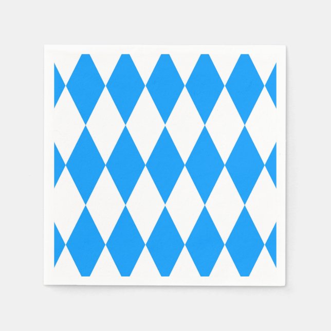 Blue White Harlequin Diamonds Checkers Design  Napkins (Front)