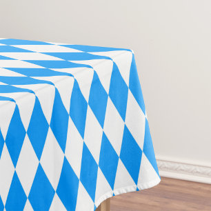 Blue White Harlequin Diamonds Checkers Design  Tablecloth