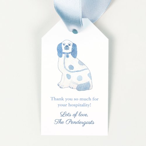 Blue  White Hearth Spaniel Pottery Dog Hostess Gift Tags
